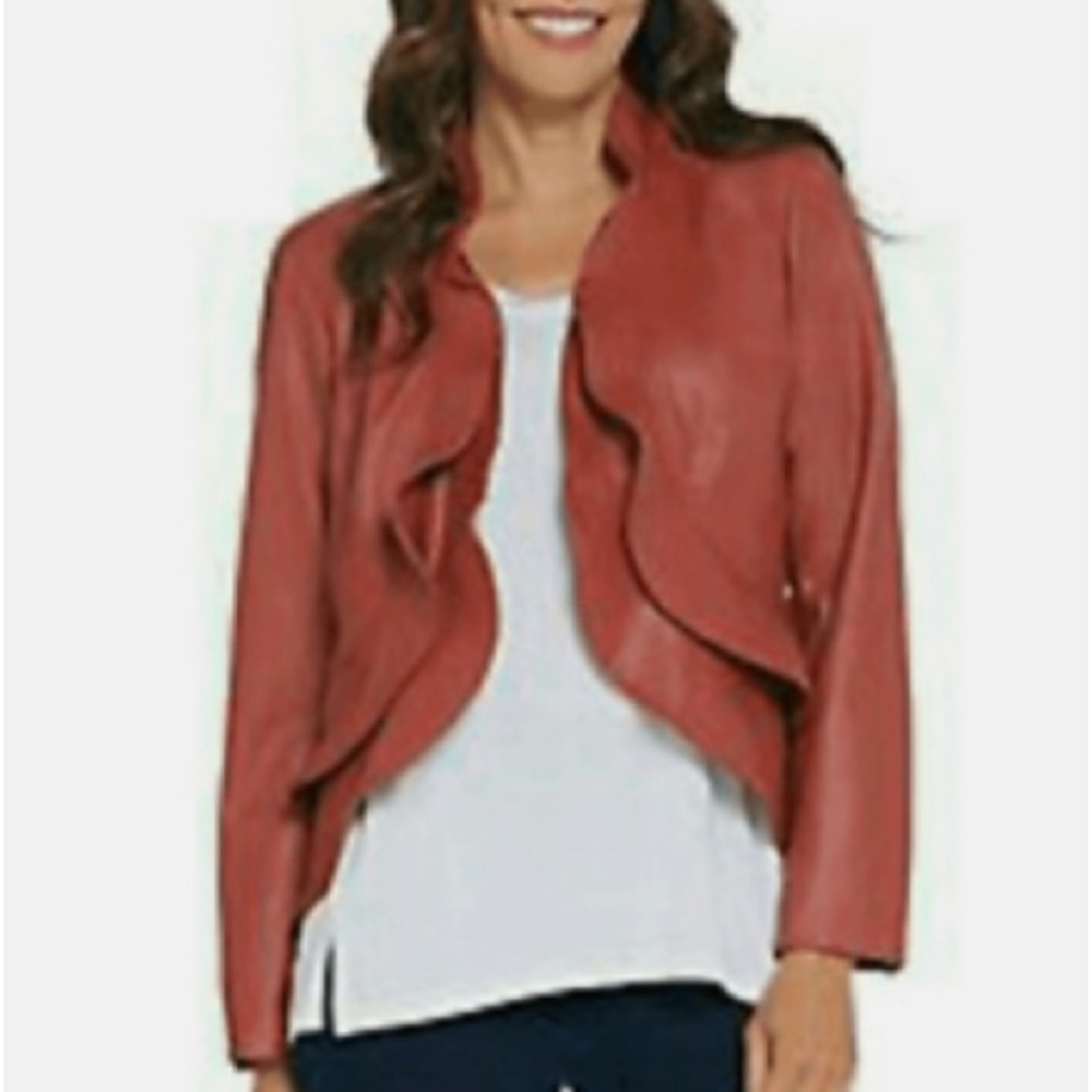 Belle Kim Gravel Faux Leather Jacket. Size 2XL.